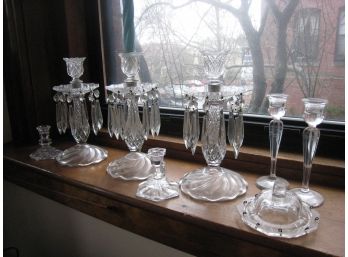 Variety Of Crystal Prisms Candleholders