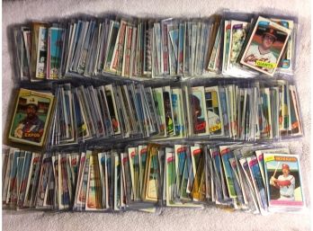 Large Lot Of 1970s Topps Baseball Cards In Top Loaders