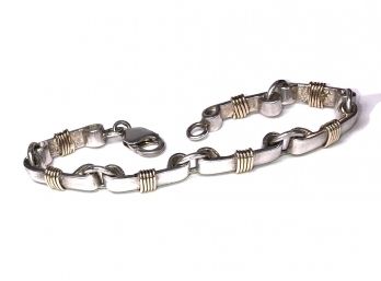 Sterling Silver Heavy Gold Tone Wrap Bracelet