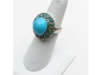Vintage Sterling Silver Mexico Marked Turquoise Ring