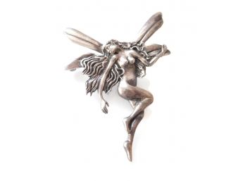 Vintage Sterling Silver Winged Fairy Brooch