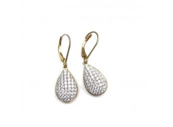 Sterling Silver Multi Cz Gold Vermeil Dangle Earrings