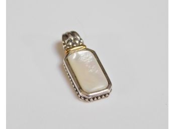 Sterling Silver 14kt Elongated Mother Of Pearl Pendant