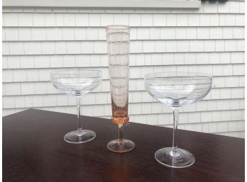 Pair Of Kate Spade Champagne Glasses And An Anthropologie Champagne Glass