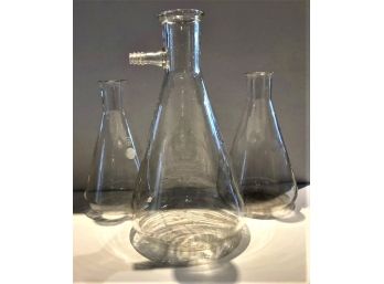 Three Fine Glass Chemical Beakers