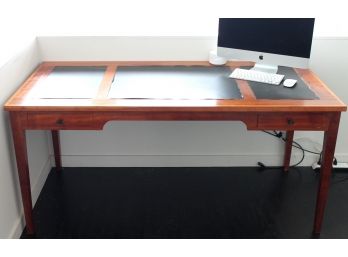 Fantastic Sleek HANDMADE Master Craftsman Cherry Wood + Leather Modern Desk!