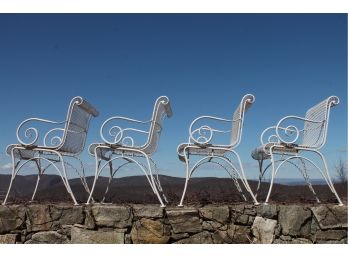 Fantastic Set Of 4 Vintage Fantasmagorical Wrought Iron Garden Chairs!