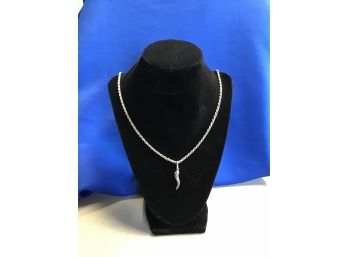 Heavy Sterling Silver Italian Horn And Necklace