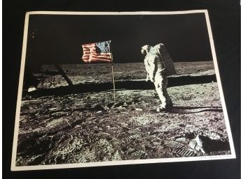 Aldrin & Old Glory On The Moon Vintage Poster