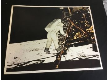 Aldrin Sepping From LM To Moons Surface Vintage Poster