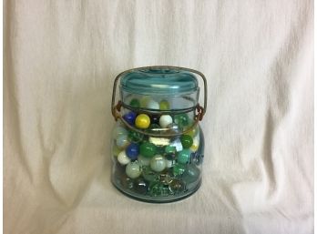 Rare Atlas Canning Jar  With Antique Marbles