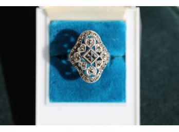Sterling Silver Filigree Marcasite Ring