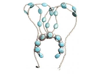 Sterling Silver Turquoise Squash Necklace