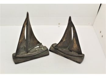 Old Bronze Sailing Bookends