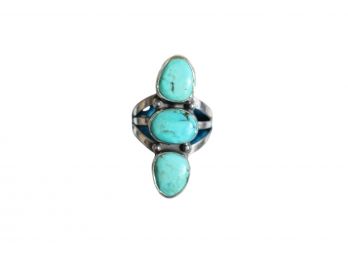 Sterling Silver Turquoise 3 Stone Ring