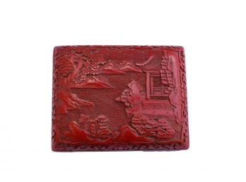 Chinese Carved Cinnebar Trinket Box