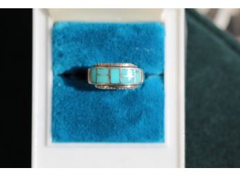 Sterling Silver Turquoise Inlaid Ring