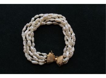 14k Gold Pearl Multi Strand Bracelet