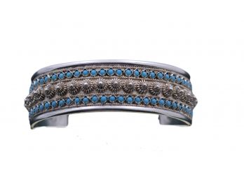 Sterling Silver Turquoise Tribal Bracelet