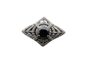 Judith Jack Sterling Silver Onyx Marcasite Pin