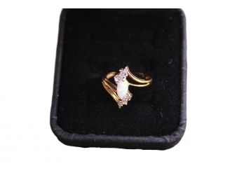 10k Gold Diamond Opal Ring