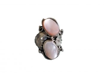 Sterling Silver Indian Ring Pink Stones