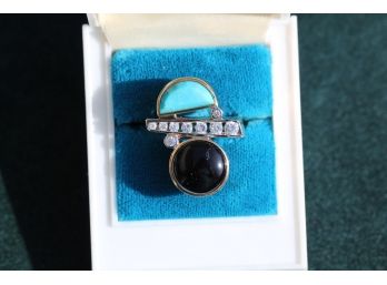 Sterling Silver Onyx Turquoise Ring