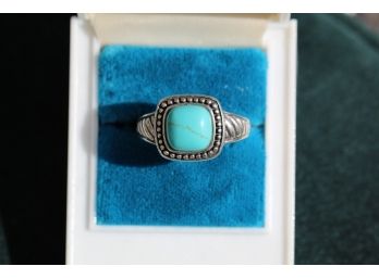 Sterling Silver Turquoise Ring Cable Design