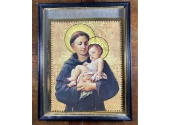 St Joseph & Infant Gold Leaf Framed Print