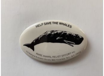 Vintage 1980's - National Audubon Society  - 'Help Save The Whales' - Pin