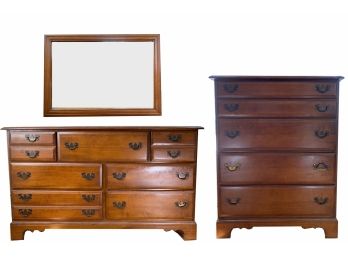 Vintage - 3pc Dresser, Tall Dresser And Mirror