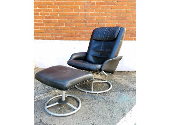 Modern Leather Recliner And Ottoman