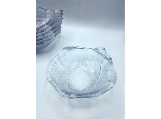 6 Pc Large Vintage Glass Shell Bowls