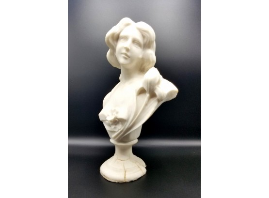 Exquisite Vintage Carved Marble Female Bust Sculpture