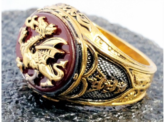 FABULOUS Silver Sterling Dragon Ring(FRANKLIN MINT)10 K DRAGON EMBLEM