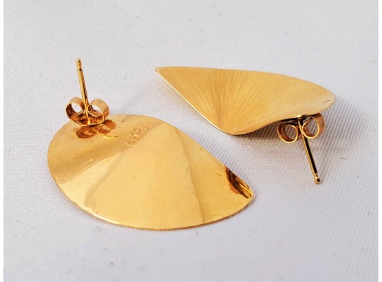 14 K  GOLD Fan Earrings
