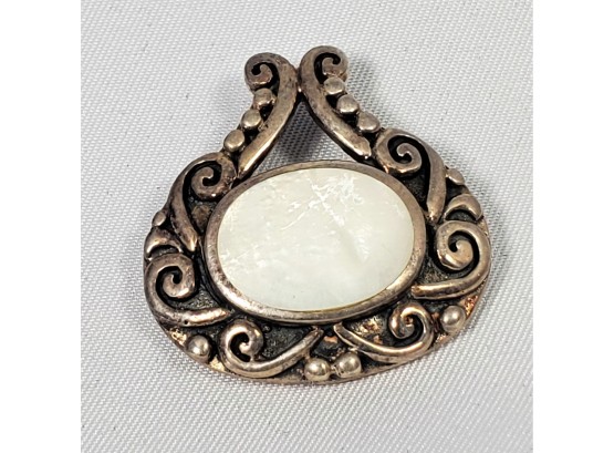 Vintage Sterling Silver Pendant With White Stone