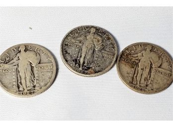 Collection Of 3 Silver Standing Liberty Quarters