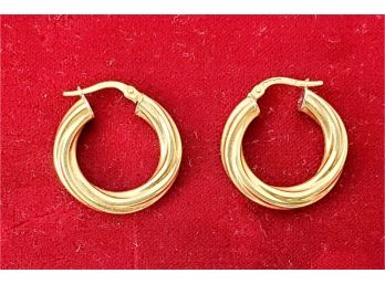 14k Gold Spiral Hoop Earings