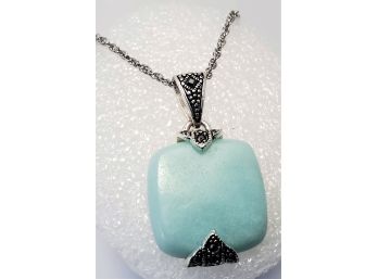 Silver Blue Stone Necklace