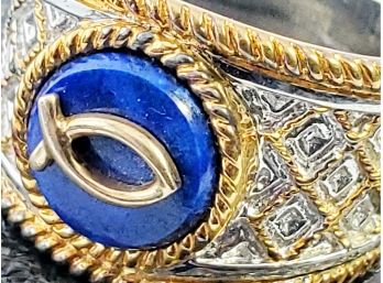 Franklin MINT Silver & 1OK Gold FISH Ring
