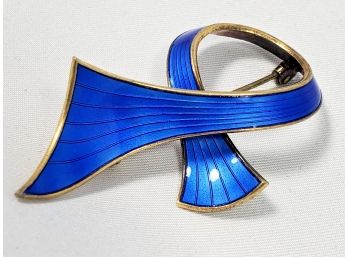 Blue Enamel Ribbon Pin (sterling)Norway