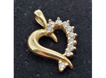 14 K Gold Heart With  Diamonds