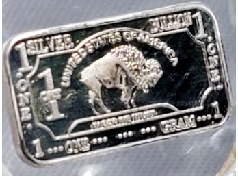 .999 Pure Silver Buffalo INGOT (1 Gram)