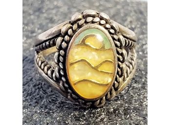 Yellow Stone Sterling Silver Ring