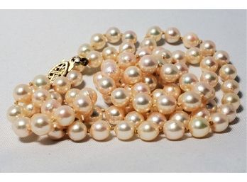 Beautiful Pearl Necklace With 14k Gold Clasp
