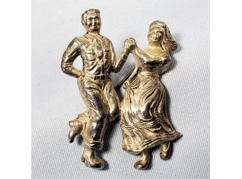 Vintage Sterling Silver Pin Dancing People