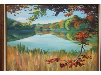 'Fall Grass, Fall Leaves' By ROSALIND MORRISSEY! Framed Oil On Canvas