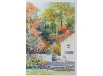 'Colors Over The Garage' By ROSALIND MORRISSEY!  Framed Watercolor On Paper!