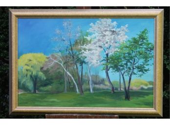 'Spring Landscape' By ROSALIND MORRISSEY! Framed Oil On Canvas